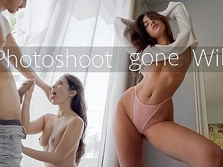 Modelo de fitness caliente se folla durante una sesión de fotos unadulterated