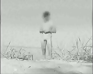 Huge vintage cock at a German nude beach