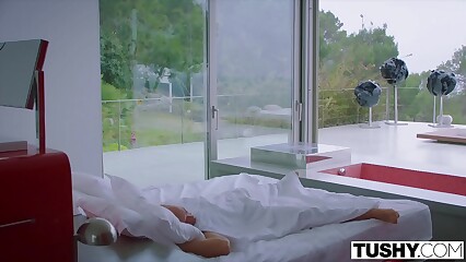 TUSHY Model has a crush on her manager and uses a butt plug to get his attention